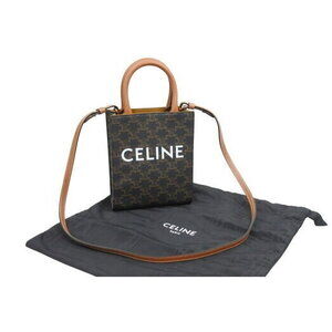 Celine Triomphe Vertical Cabas Bag Black Brown